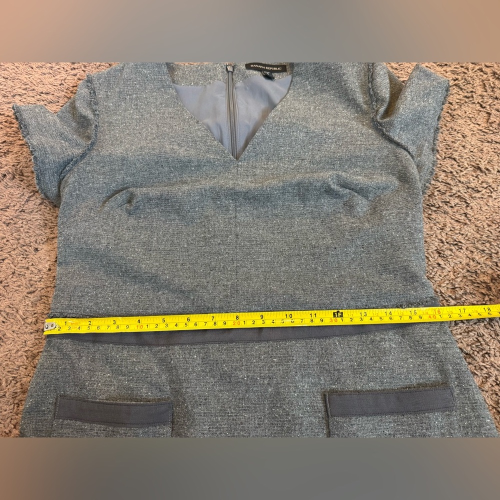 Banana Republic Gray Wool Blend Sheath Dress Short Sleeve PETITE 6 P - Picture 10 of 11